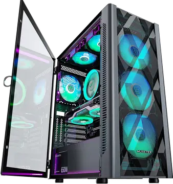 MUSETEX Caja PC ATX Pre-Instalado con 6 Ventiladores PWM ARGB