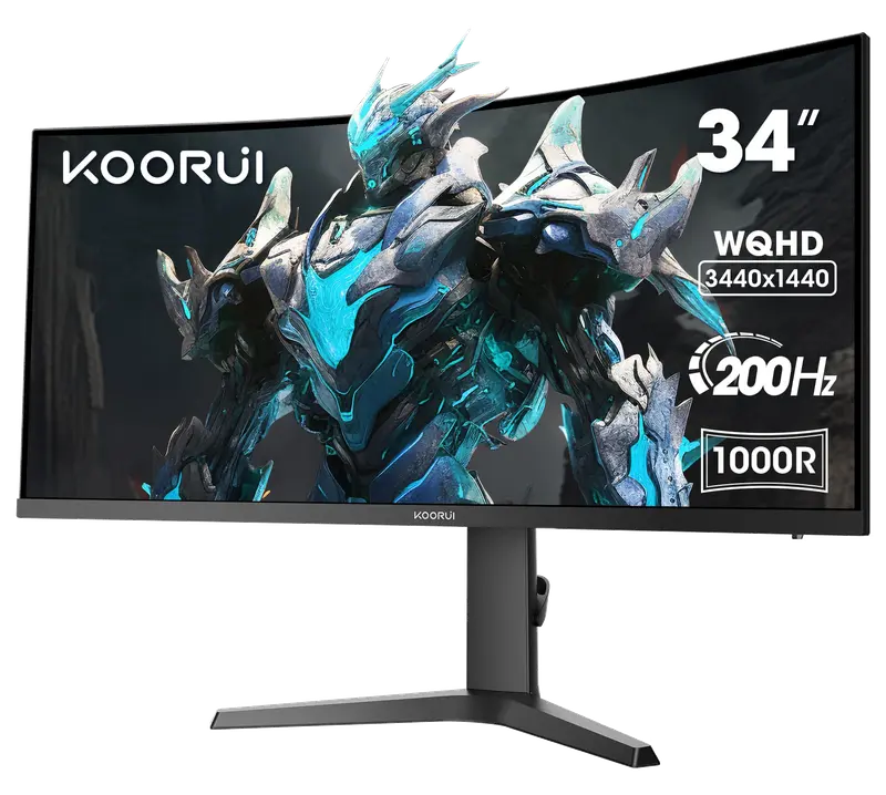 KOORUI Gaming Monitor 34 Pulgadas Curvo 200Hz WQHD HDR400 Pip PBP HDMI/DP