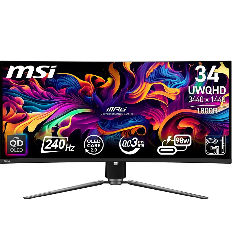 MSI MPG 341CQPX QD-OLED 34 Pulgadas UWQHD Monitor Curvo Gaming