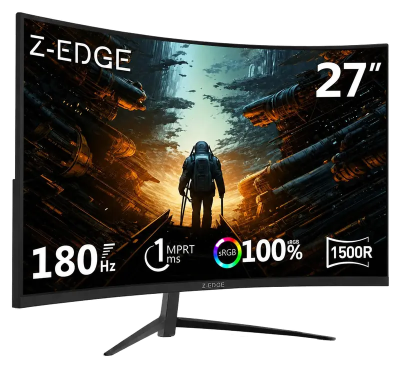 Z-Edge Monitor Gaming Curvo 27 Plugadas FHD 180Hz 1ms VA 1500R FreeSync