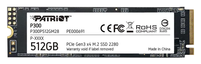 Patriot P300 M.2 PCIe Gen 3 x4 512GB SSD NVMe M.2 de bajo Consumo