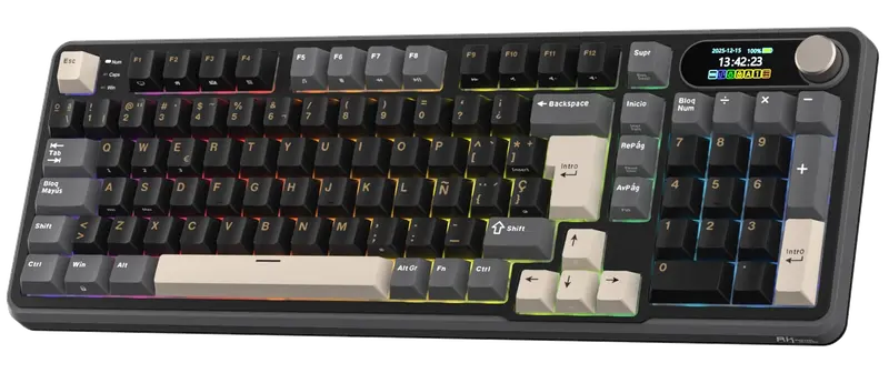 RK ROYAL KLUDGE S98ES Teclado mecánico inalámbrico Pantalla