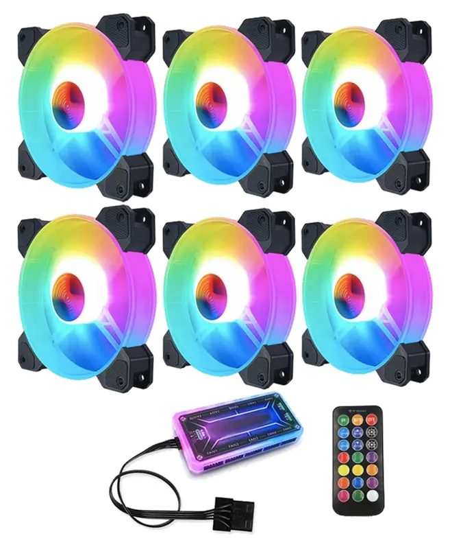 6 Piezas Ventilador de PC Rgb 120mm ABS para Caja